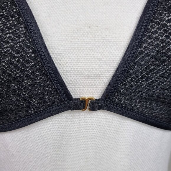 Victoria's Secret Black Lace Front-Clasp Strappy Racerback Bra Size M - Picture 5 of 9